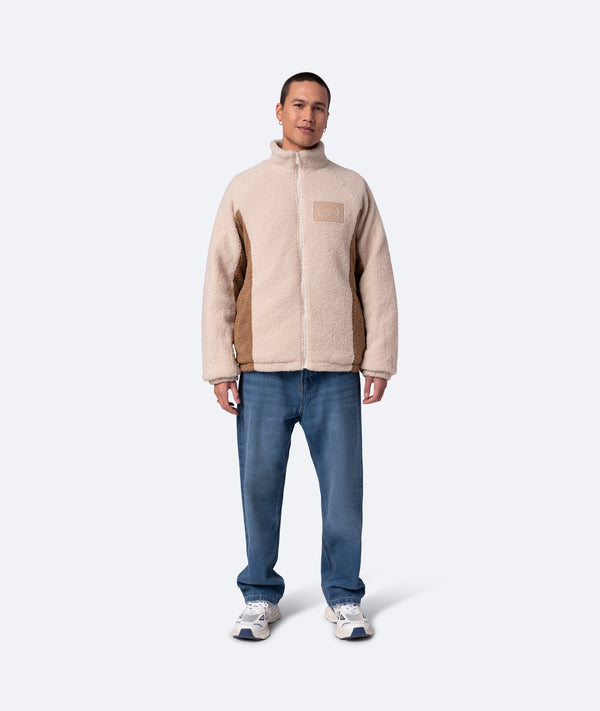 Sunday Fleece Jacket - White/Camel