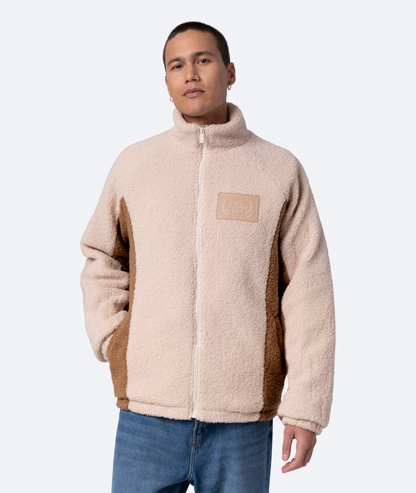 Sunday Fleece Jacket - White/Camel