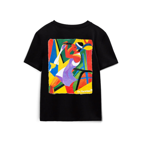 Abstract Tennis Ladies T-Shirt - Black
