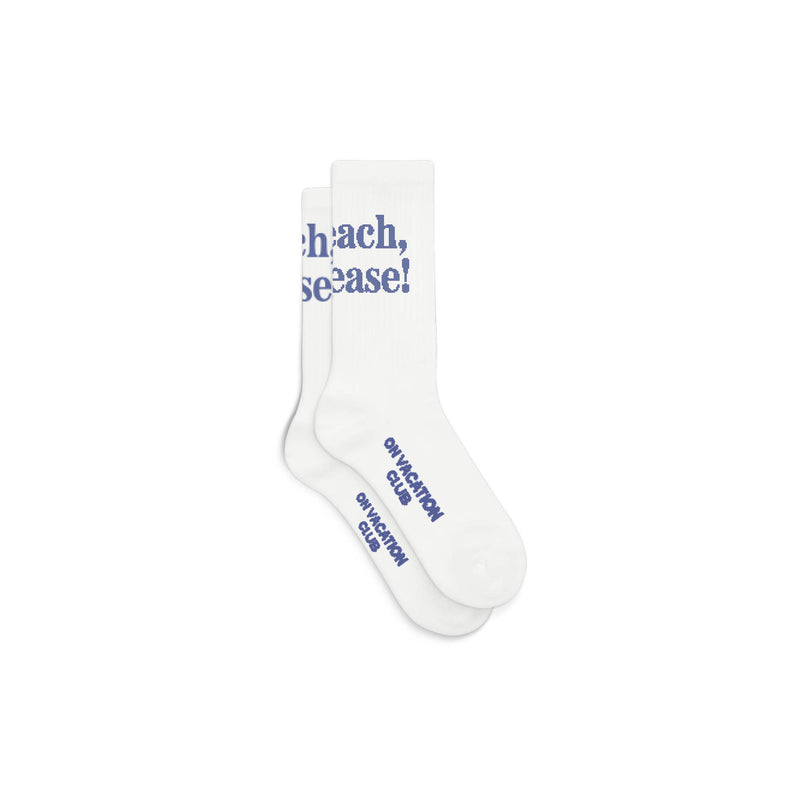 Beach Please Tennis Socks - White