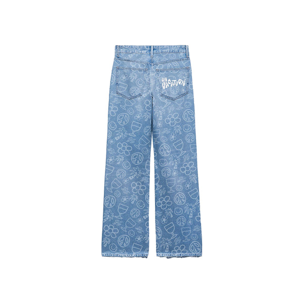 Flower Jeans - Blue