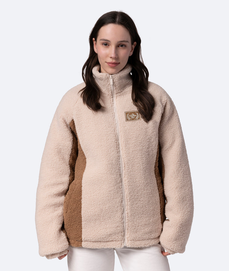 Sunday Fleece Jacket - White/Camel