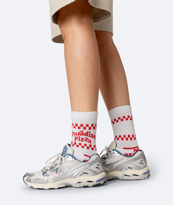 Paradise Pizza Tennis Socks - White